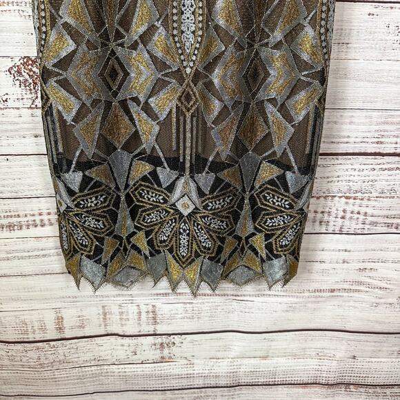 BCBGMAXAZRIA Alese Geometric Metallic Lace Cocktail Dress, EUC, Size 8 MSRP $448 - Picture 9 of 13
